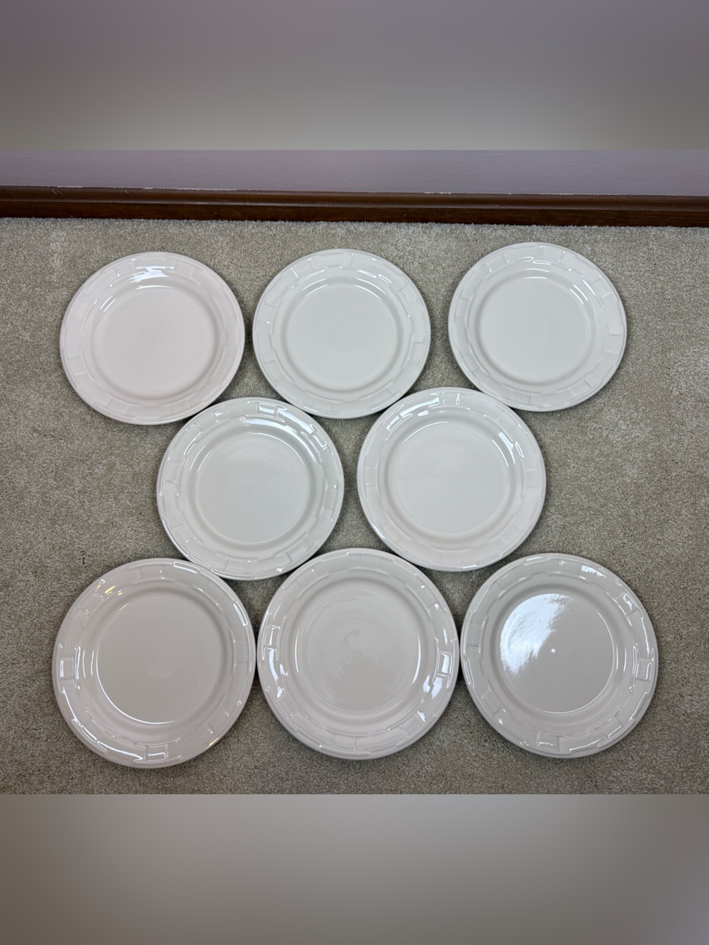 LONGABERGER POTTERY | set of 8 10” woven traditions ivory dinner plates